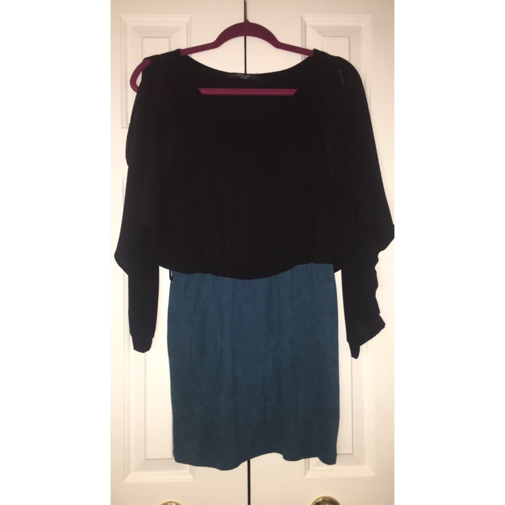Black and blue mini dress